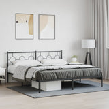 Metal Bed Frame without Mattress with Headboard Black 180x200cm 376230