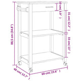 Kitchen Trolley MONZA 60x40x88.5 cm Solid Wood Pine 376095