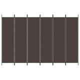 6-Panel Room Divider Brown 300x200 cm Fabric 350191