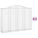 Arched Gabion Baskets 3 pcs 200x30x140/160 cm Galvanised Iron 3145473
