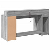 Desk with LED Lights Grey Sonoma 160x55x91 cm Engineered Wood 3309434