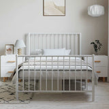 Metal Bed Frame without Mattress with Footboard White 100x190cm 350943