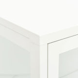 Sideboard White 75x35x105 cm Steel and Glass 336071