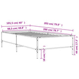 ZNTS Bed Frame Sonoma Oak 100x200 cm Engineered Wood and Metal 844962