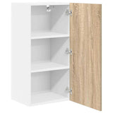 Hanging Cabinet with Door Sonoma Oak and White 40 x 31 x 80 cm 884260
