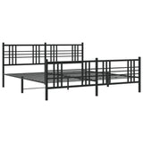 Metal Bed Frame without Mattress with Footboard Black 193x203cm 376348