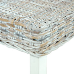 Bench 110 cm White Natural Kubu Rattan and Solid Mahogany Wood 285788