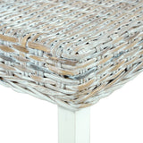 Bench 110 cm White Natural Kubu Rattan and Solid Mahogany Wood 285788