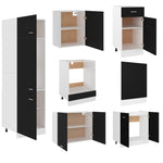 ZNTS 7 Piece Kitchen Cabinet Set Black Engineered Wood 3067632