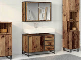 Bathroom Furniture Set with Door 2 pcs Old Wood Engineered Wood 3402459