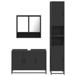 ZNTS 3 Piece Bathroom Furniture Set Black Engineered Wood 3301100