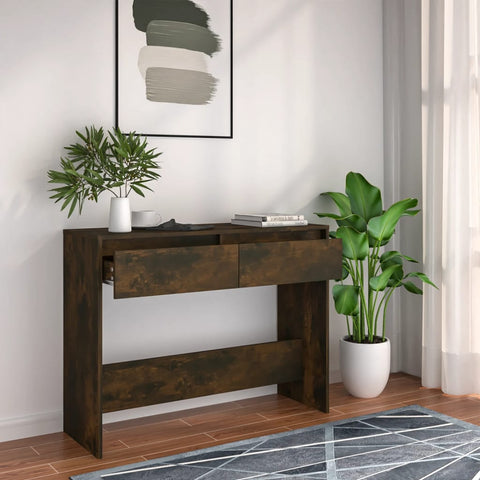ZNTS Console Table Smoked Oak 100x35x76.5 cm Engineered Wood 813035