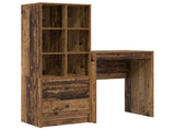 Desk with Drawer with Shelf with Storage 2 pcs Old Wood 3337303