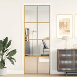 Interior Door Slim Golden 76x201.5 cm Tempered Glass and Aluminium 155140
