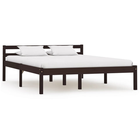 Bed Frame without Mattress Dark Brown Solid Pine Wood 140x200 cm 283205