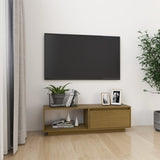 TV Cabinet Honey Brown 110x30x33.5 cm Solid Pinewood 809891