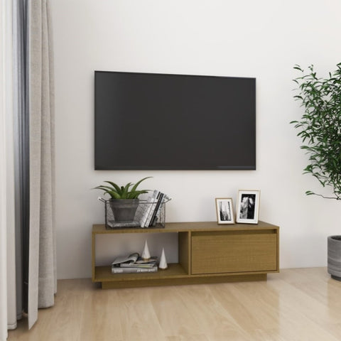 TV Cabinet Honey Brown 110x30x33.5 cm Solid Pinewood 809891