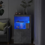 Side Cabinet with LED Lights Concrete Grey Engineered Wood 836626