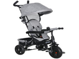 6 in 1 Kids Trike Push Bike w/ Push Handle, Canopy, 5-point Safety Belt, Storage, Footrest, Brake, T3398P348141