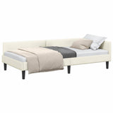 Corner Bed Frame with Headboard Cream 80 cm x 200 cm Velvet 42016141