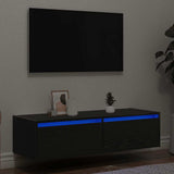 TV Cabinet with LED Lights Black Oak 100X35.5x25 cm 860239