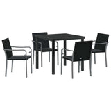 Garden Dining Set 5 pcs Black Poly rattan 3379052