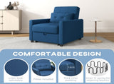 Linen-Look Single Chair Bed - Blue T3398P342947