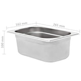 Gastronorm Containers 8 pcs GN 1/4 100 mm Stainless Steel 50902