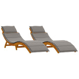 Sun lounger 2 pcs Grey 184 x 55 x 64cm Solid Acacia wood 4107095