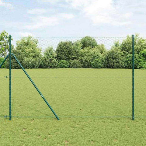 Fence with Posts Green 1.6 x 50 m PVC-coated steel 3352727