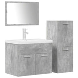 4 Piece Bathroom Furniture Set Concrete Grey Engineered Wood 3324902