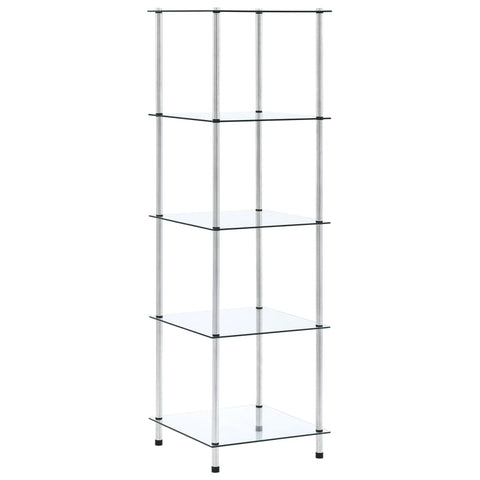 5-Tier Shelf Transparent 40x40x130 cm Tempered Glass 249506