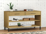 Console Cabinet with Metal Legs Brown Solid Wood Pine OSLO 351003