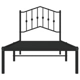 Metal Bed Frame without Mattress with Headboard Black 80x200cm 373780