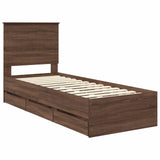 Bed Frame with Drawer Brown Oak 75 x 190 cm Engineer Wood 3411172