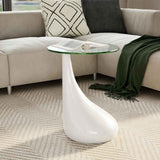 Coffee Table with Round Glass Top High Gloss White 240320
