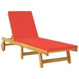 Sun Lounger Reclining with Cushion Red Solid Acacia Wood 3407703