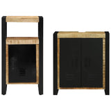 Bathroom Furniture Set 2 pcs Brown and Black Solid Mango Wood 3305600