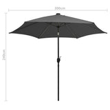 Garden Parasol with LED Lights and Aluminium Pole 300 cm Anthracite 47362