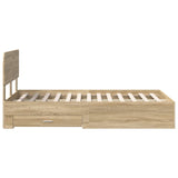 Bed Frame with Drawer Sonoma Oak 120 x 200 cm Engineered Wood 3412393