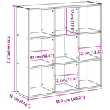 Bookcase Sonoma Oak 102x32x102 cm Engineered Wood 852818