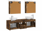 Bathroom Cabinet Set 5 pcs Smoked Oak 50 x 14.5 x 70 cm 3406363