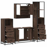 ZNTS 4 Piece Bathroom Furniture Set Brown Oak Engineered Wood 3301284