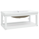 Bathroom Washbasin Frame with Built-in Basin White Iron 3101381