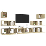 7 Piece TV Cabinet Set Sonoma Oak Engineered Wood 3079028
