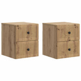 Wall-Mounted Bedside Cabinet 2 pcs Artisan Oak Engineered Wood 897974
