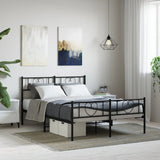 Metal Bed Frame without Mattress with Footboard Black 120x190cm 355478