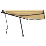 ZNTS Freestanding Manual Retractable Awning 400x300 cm Yellow/White 3069738