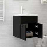 Sink Cabinet with Built-in Basin Black Engineered Wood 3070812