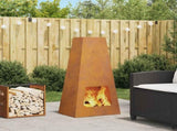 Fire Pit Brown 50 x 35 x 100 cm Weathering Steel 859005